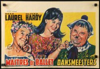 3p0157 DANCING MASTERS Belgian R1950s Stan Laurel & Oliver Hardy w/pretty woman in colorful dress!
