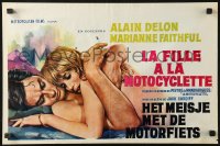 3p0167 GIRL ON A MOTORCYCLE Belgian 1968 great images of sexy biker Marianne Faithfull & Delon!