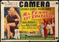 3p0171 I MARRIED A WOMAN Belgian 1958 artwork of sexiest Diana Dors sitting in George Gobel's lap!