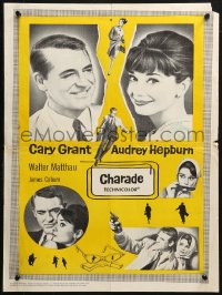 3p0006 CHARADE Canadian 1963 art of tough Cary Grant & sexy Audrey Hepburn, completely different!