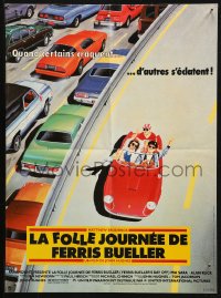 3p0122 FERRIS BUELLER'S DAY OFF French 15x21 1986 different art of Broderick & friends in Ferrari!
