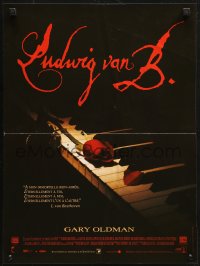3p0127 IMMORTAL BELOVED French 16x21 1995 Gary Oldman as Ludwig van Beethoven, rose on piano!