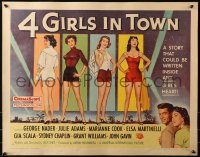 3p0759 4 GIRLS IN TOWN style A 1/2sh 1956 Julie Adams, Marianne Cook, Elsa Martinelli & Gia Scala!