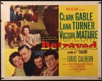 3p0789 BETRAYED style A 1/2sh 1954 Clark Gable, Victor Mature & sexy brunette Lana Turner!
