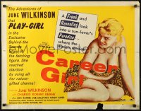 3p0819 CAREER GIRL 1/2sh 1959 super sexy near-naked June Wilkinson holding leopard skin, ultra-rare!