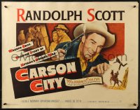 3p0821 CARSON CITY 1/2sh 1952 cowboy Randolph Scott in Nevada with a gun and a grin!