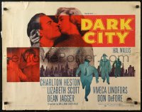 3p0842 DARK CITY blue credits style 1/2sh 1950 introducing Heston, Scott, Chicago film noir!