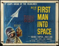 3p0870 FIRST MAN INTO SPACE style A 1/2sh 1959 most dangerous & daring mission of all time, sci-fi!
