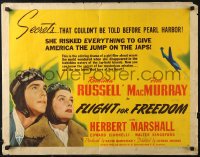 3p0874 FLIGHT FOR FREEDOM style B 1/2sh 1943 Russell & MacMurray in story before Pearl Harbor, rare!