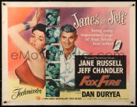3p0878 FOXFIRE style A 1/2sh 1955 romantic close up artwork of sexy Jane Russell & Jeff Chandler!
