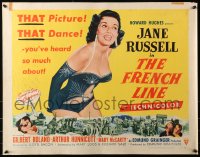 3p0880 FRENCH LINE style B 2D 1/2sh 1954 Howard Hughes, art of sexy Jane Russell in skimpy outfit!