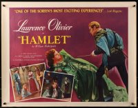 3p0913 HAMLET style B 1/2sh R1953 Laurence Olivier in William Shakespeare classic, Best Picture winner!
