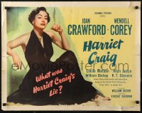 3p0918 HARRIET CRAIG style A 1/2sh 1950 art of Joan Crawford & Wendell Corey, what was her lie!