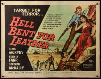 3p0920 HELL BENT FOR LEATHER 1/2sh 1960 art of Audie Murphy with shotgun protecting Felicia Farr!
