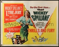 3p0945 I, THE JURY style A 1/2sh 1953 Mickey Spillane, Mike Hammer, sexy girl stripping, ultra-rare!