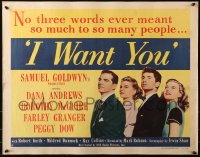 3p0942 I WANT YOU style A 1/2sh 1951 Dana Andrews, Dorothy McGuire, Farley Granger, Dow, ultra-rare!