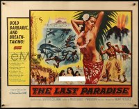 3p0960 LAST PARADISE 1/2sh 1957 art of super sexy topless island babes + men fighting sharks!