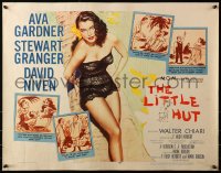3p0970 LITTLE HUT style B 1/2sh 1957 art of barely-dressed tropical Ava Gardner with sexy eyes!
