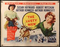 3p0984 LUSTY MEN style B 1/2sh 1952 Robert Mitchum with sexy Susan Hayward & riding bull!
