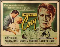 3p0999 MISTER CORY style A 1/2sh 1957 art of pro poker player Tony Curtis & kissing sexy Martha Hyer!