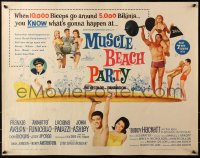 3p1007 MUSCLE BEACH PARTY 1/2sh 1964 Frankie & Annette, 10,000 biceps & 5,000 bikinis!