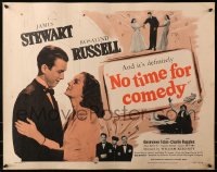 3p1019 NO TIME FOR COMEDY 1/2sh R1956 romantic close up of Jimmy Stewart & Rosalind Russell!