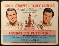 3p1027 OPERATION PETTICOAT 1/2sh 1959 great artwork of Cary Grant & Tony Curtis on pink submarine!