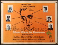 3p1028 OUR MAN IN HAVANA style A 1/2sh 1960 art of Alec Guinness, Graham Greene, directed by Carol Reed!