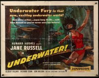 3p1149 UNDERWATER 1/2sh 1955 Howard Hughes, artwork of skin diver Jane Russell, underwater fury!