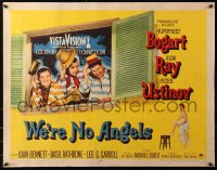3p1162 WE'RE NO ANGELS style A 1/2sh 1955 Humphrey Bogart, Aldo Ray & Ustinov tipping their hats!
