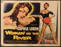 3p1176 WOMAN OF THE RIVER 1/2sh R1957 sexiest full-length art of Sophia Loren & kiss close up!