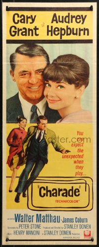 3p0574 CHARADE insert 1963 tough Cary Grant & sexy Audrey Hepburn, expect the unexpected!