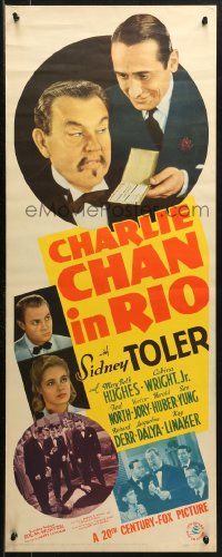 3p0576 CHARLIE CHAN IN RIO insert 1941 Asian detective Sidney Toler solves mystery in Brazil, rare!