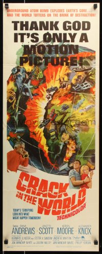 3p0584 CRACK IN THE WORLD insert 1965 atom bomb explodes, thank God it's only a motion picture!