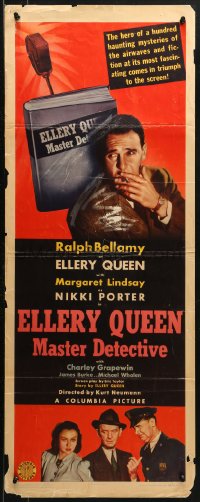 3p0598 ELLERY QUEEN MASTER DETECTIVE insert 1940 Ralph Bellamy & Lindsa as Nikki Porter, rare!