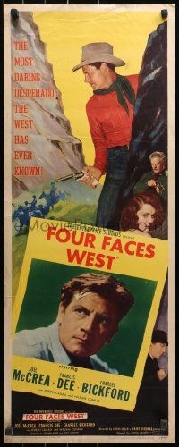3p0613 FOUR FACES WEST insert 1948 Joel McCrea, Frances Dee, the strangest desperado ever!