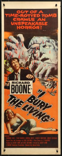 3p0628 I BURY THE LIVING insert 1958 out of a time-rotted tomb crawls an unspeakable horror!