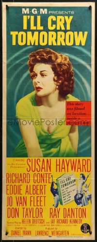 3p0631 I'LL CRY TOMORROW insert 1955 art of distressed Susan Hayward in her greatest performance!