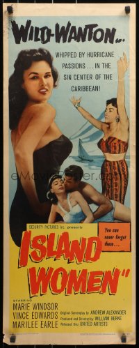 3p0633 ISLAND WOMEN insert 1958 voodoo, vice & violence, sexy tropical wild-wanton Marie Windsor!