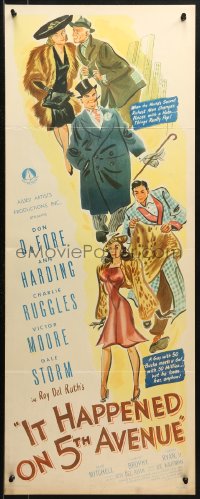 3p0635 IT HAPPENED ON 5th AVENUE insert 1946 poor Don DeFore loves rich and beautiful Gale Storm!
