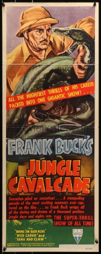 3p0638 JUNGLE CAVALCADE insert 1941 art of Frank Buck battling vicious African snake, ultra-rare!