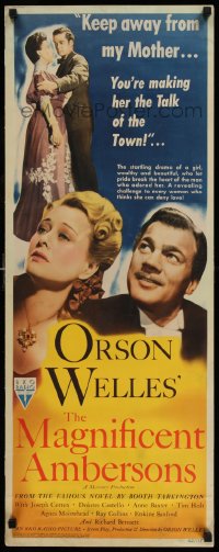 3p0658 MAGNIFICENT AMBERSONS insert 1942 directed by Orson Welles, from Booth Tarkington story!