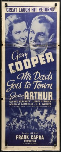 3p0665 MR. DEEDS GOES TO TOWN insert R1950 Gary Cooper and pretty Jean Arthur, Frank Capra!