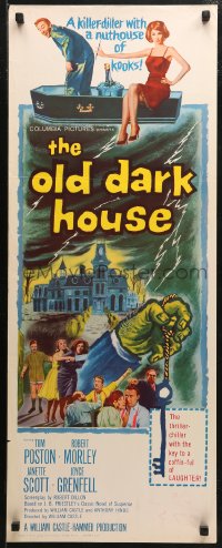 3p0673 OLD DARK HOUSE insert 1963 William Castle's killer-diller with a nuthouse of kooks!