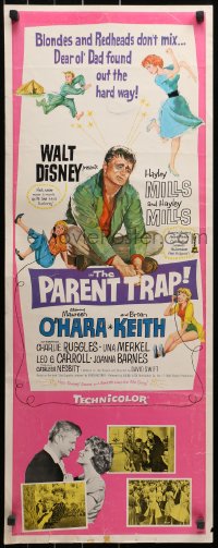 3p0677 PARENT TRAP insert 1961 Disney, art of Hayley Mills, Maureen O'Hara, Brian Keith!