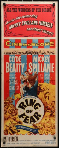 3p0692 RING OF FEAR insert 1954 Clyde Beatty and his gigantic 3-ring circus + Mickey Spillane!