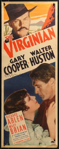 3p0741 VIRGINIAN insert R1935 romantic western cowboy Gary Cooper embracing Mary Brian, ultra-rare!