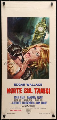 3p0300 DEAD ONE IN THE THAMES RIVER Italian locandina 1971 Wallace, Casaro art of woman strangled!