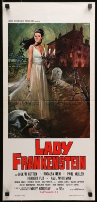 3p0338 LADY FRANKENSTEIN Italian locandina 1971 great horror art of girl in graveyard by Luca Crovato!