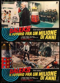 3p0234 DALEKS' INVASION EARTH: 2150 AD group of 2 Italian 18x26 pbustas 1967 Peter Cushing as Dr. Who!